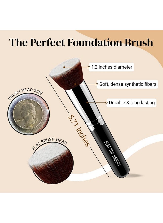 Flat Top Kabuki Foundation Brush By KESHIMA - Premium Makeup Brush for Liquid, Cream, and Powder - Buffing, Blending, and Face Brush, 1.2