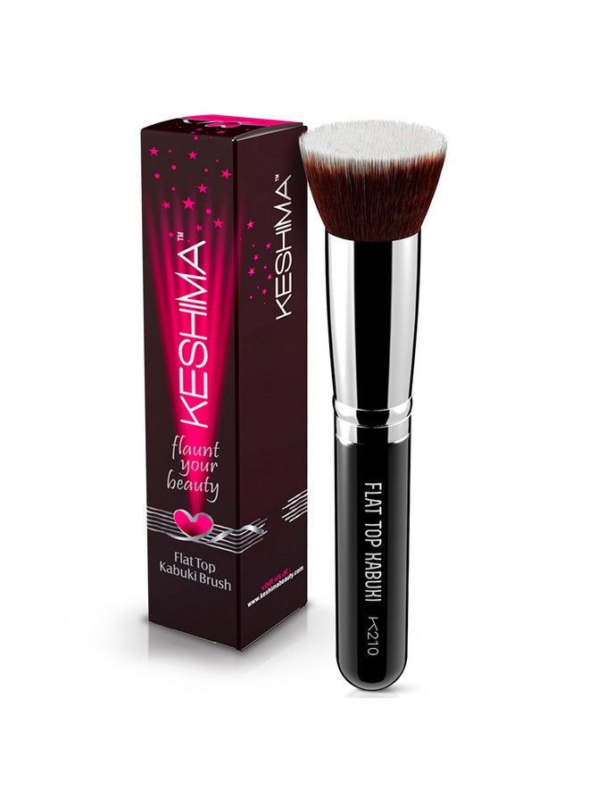 Flat Top Kabuki Foundation Brush By KESHIMA - Premium Makeup Brush for Liquid, Cream, and Powder - Buffing, Blending, and Face Brush, 1.2