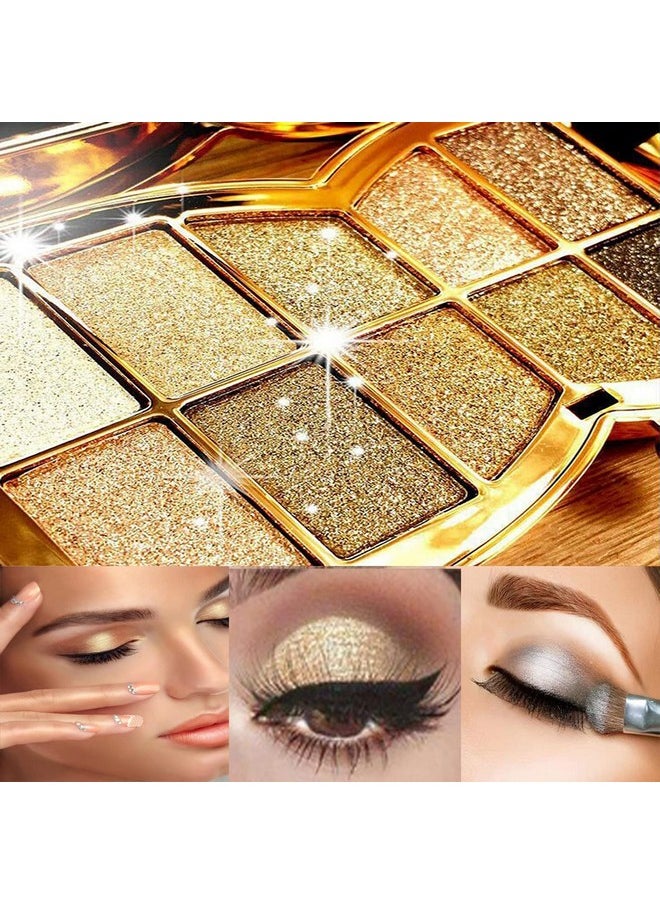 Glitter Eyeshadow Palette Makeup Set,10 Colors Shimmer Eyeshadow Palette Gold Eyeshadow Highly Pigmented Long Lasting Waterproof Sweatproof Professional Nude Eyeshadow Palette Make Up Palettes for Women Warm Natural Neutral Smokey Eye Eyeshadow Palette Valentine's Day