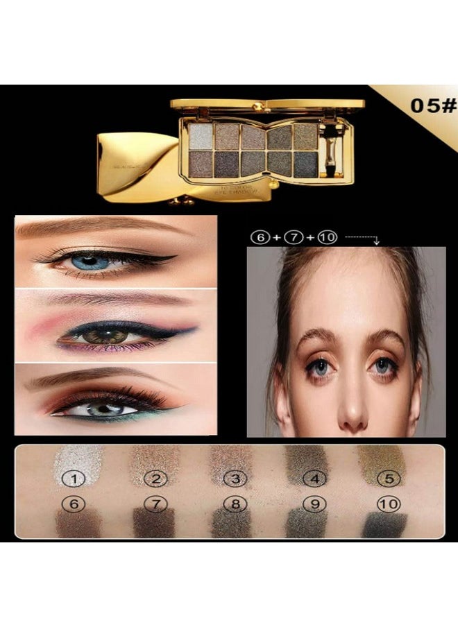 Glitter Eyeshadow Palette Makeup Set,10 Colors Shimmer Eyeshadow Palette Gold Eyeshadow Highly Pigmented Long Lasting Waterproof Sweatproof Professional Nude Eyeshadow Palette Make Up Palettes for Women Warm Natural Neutral Smokey Eye Eyeshadow Palette Valentine's Day