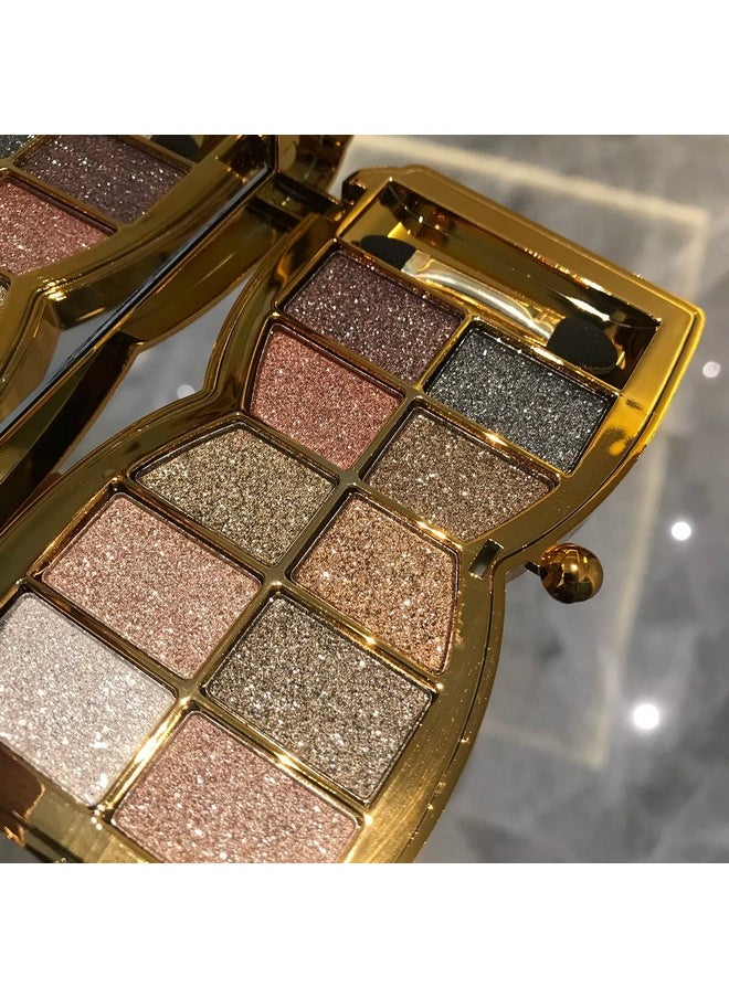 Glitter Eyeshadow Palette Makeup Set,10 Colors Shimmer Eyeshadow Palette Gold Eyeshadow Highly Pigmented Long Lasting Waterproof Sweatproof Professional Nude Eyeshadow Palette Make Up Palettes for Women Warm Natural Neutral Smokey Eye Eyeshadow Palette Valentine's Day