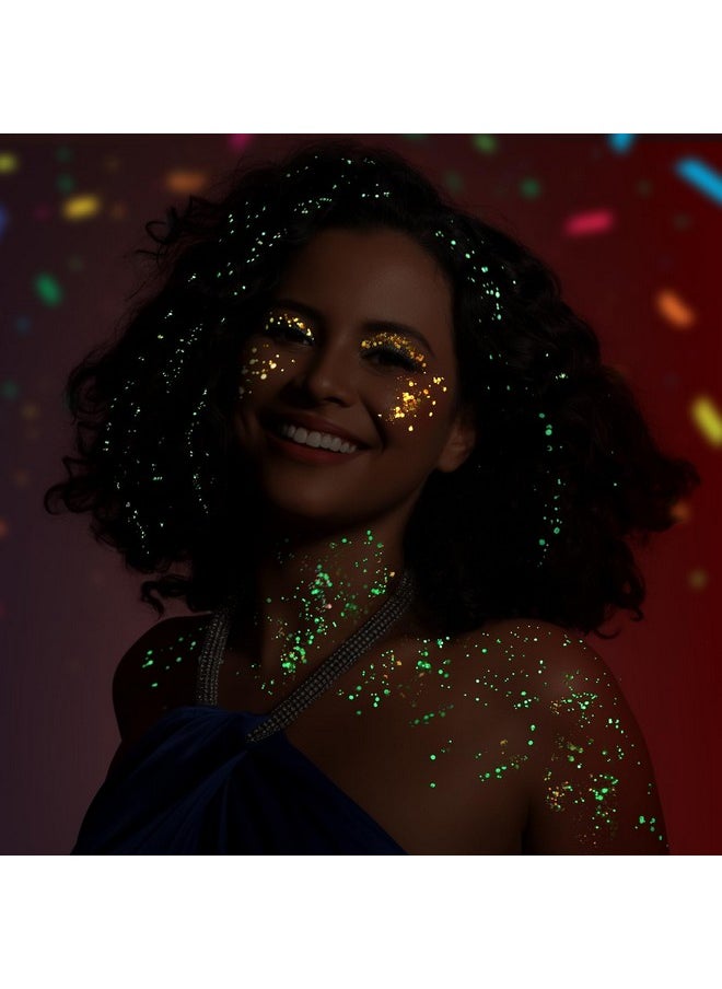 Teenitor 12 Colors Glow in The Dark Glitter Gel, Mardi Gras Face Glitter Body Glitter Gel Hair Glitter Gel, UV Black Light Glitter, Glitter Makeup for Raves Festivals