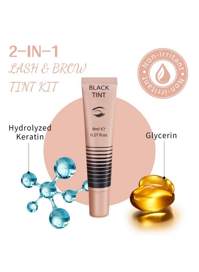 Libeauty Lash Color Kit with Reusable Dolphins Eye Patches Instant Eyelash & Eyebrow Black Coloring Kit for Hair Lasts Up 4 Weeks Brow Colour Set Suitable For DIY At Home Or Salon