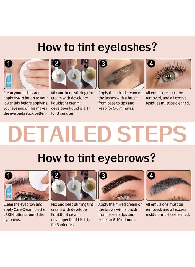 Libeauty Lash Color Kit with Reusable Dolphins Eye Patches Instant Eyelash & Eyebrow Black Coloring Kit for Hair Lasts Up 4 Weeks Brow Colour Set Suitable For DIY At Home Or Salon