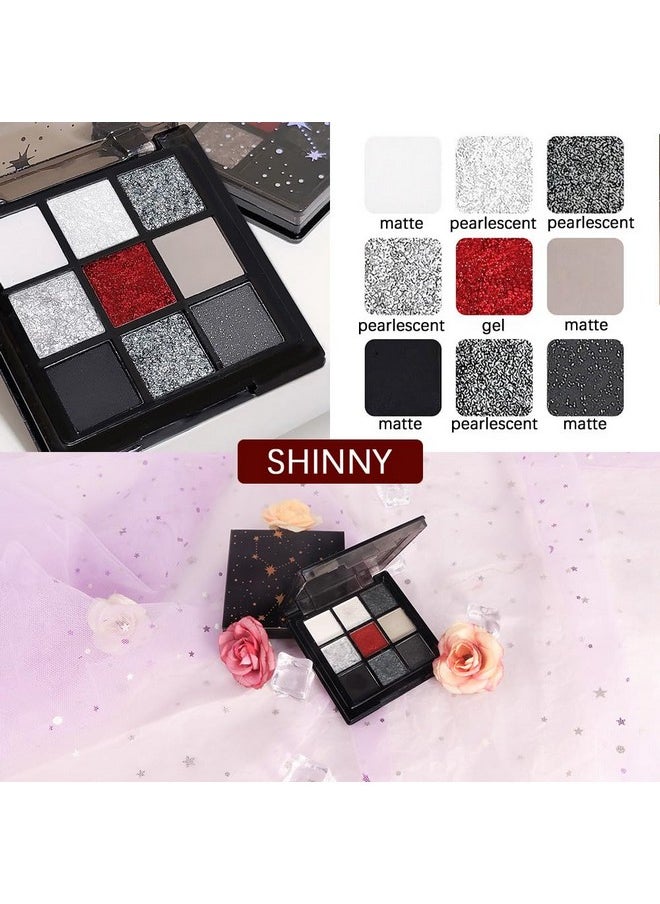 CAKAILA Smokey Black Red Eyeshadow Palette,9 Colors Dark Shimmer Matte Metallic Makeup Pallet,Pigmented Make Up Kit for Halloween Parties Christmas Joker Vampire Clown,Long Lasting Waterproof
