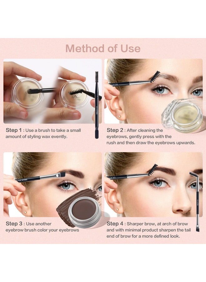 UCANBE Waterproof Eyebrow Gel + Eyebrow Styling Wax 2 in 1 Makeup Kit with 2 Pcs Dual-ended Adjustable Freely Eyebrow Brush Makeup Long Lasting Eyebrows (01 Gel/Brown Pomade, Standard)