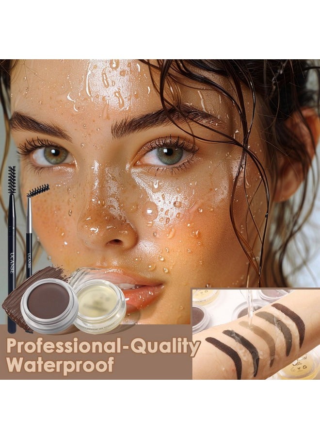 UCANBE Waterproof Eyebrow Gel + Eyebrow Styling Wax 2 in 1 Makeup Kit with 2 Pcs Dual-ended Adjustable Freely Eyebrow Brush Makeup Long Lasting Eyebrows (01 Gel/Brown Pomade, Standard)