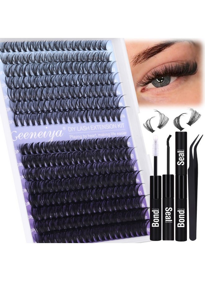 Geeneiya Natural Lash Clusters Kit 30D+50D Wispy Lash Extension Kit 10-18mm Cluster Eyelash Extensions Kit Natural Individual Lashes with Waterproof Lash Bond and Seal, Lash Tweezers (300Pcs)