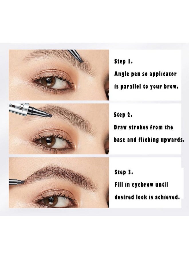 5 Colors Hair-like Strokes Eyebrow Pen, Mimics Natural Eyebrow Liquid Microfilling, Eye Brow Makeup by “Linble” (#5 Gray)