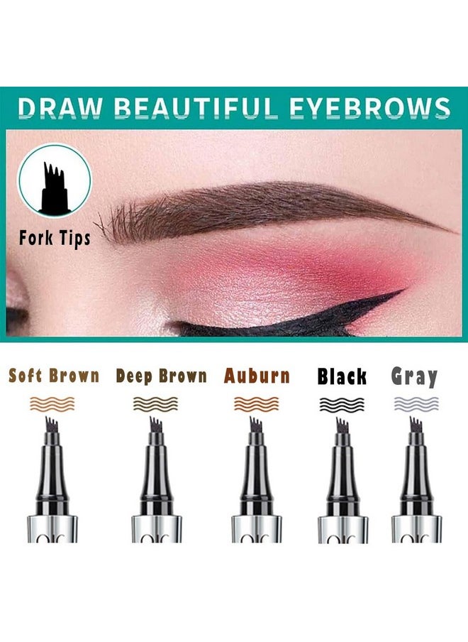 5 Colors Hair-like Strokes Eyebrow Pen, Mimics Natural Eyebrow Liquid Microfilling, Eye Brow Makeup by “Linble” (#5 Gray)