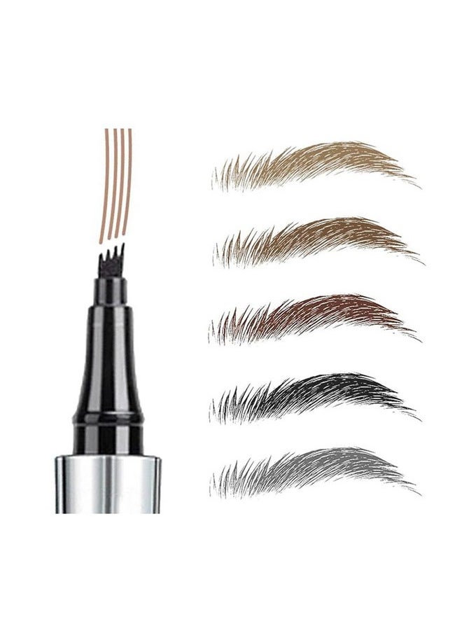 5 Colors Hair-like Strokes Eyebrow Pen, Mimics Natural Eyebrow Liquid Microfilling, Eye Brow Makeup by “Linble” (#5 Gray)