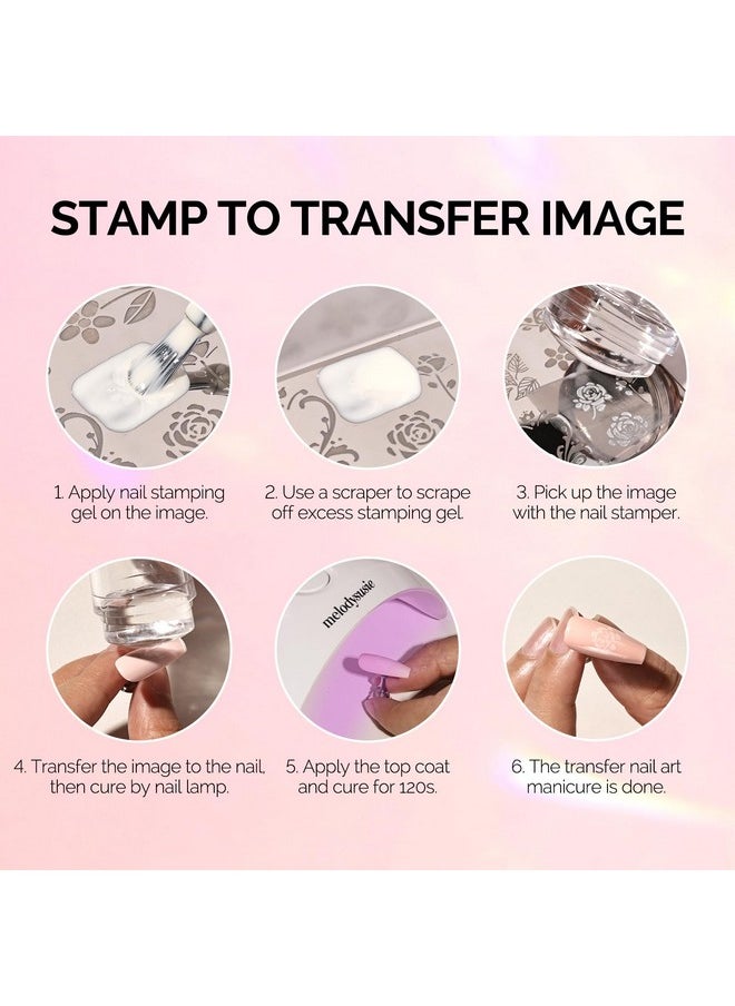 MelodySusie French Nail Stamper, Nail Stamper Kit, Silicone Nail Stamp, Long and Short Stampers with Scrapers, 4PCS Nail Stamper Tool for French Manicure DIY Home Nail Design Salon, Clear