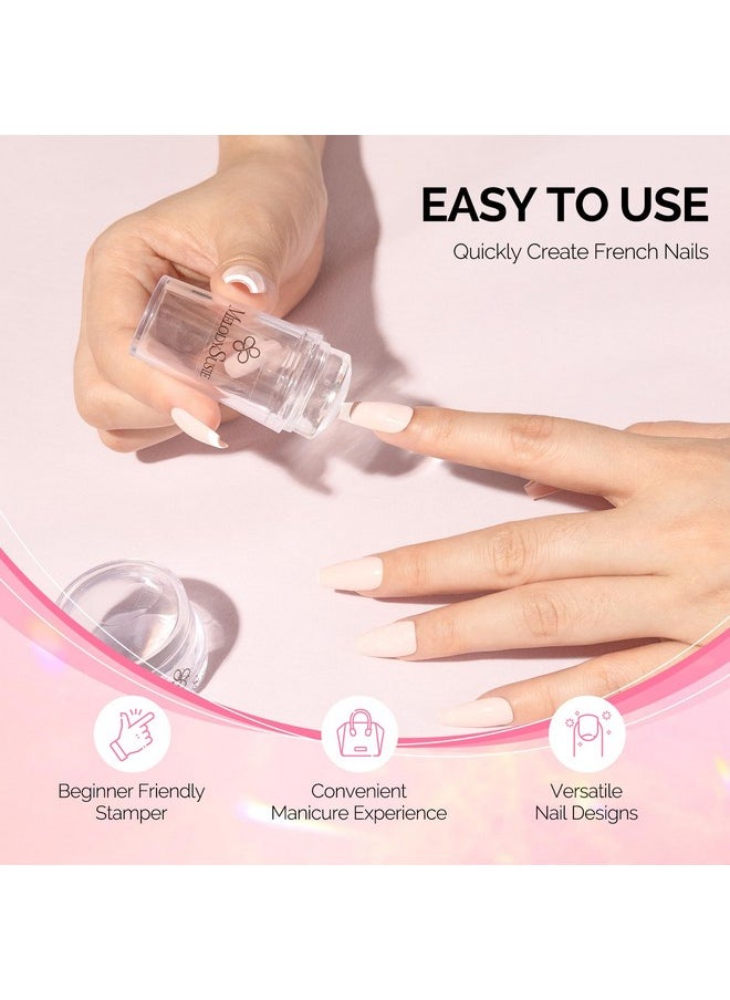 MelodySusie French Nail Stamper, Nail Stamper Kit, Silicone Nail Stamp, Long and Short Stampers with Scrapers, 4PCS Nail Stamper Tool for French Manicure DIY Home Nail Design Salon, Clear