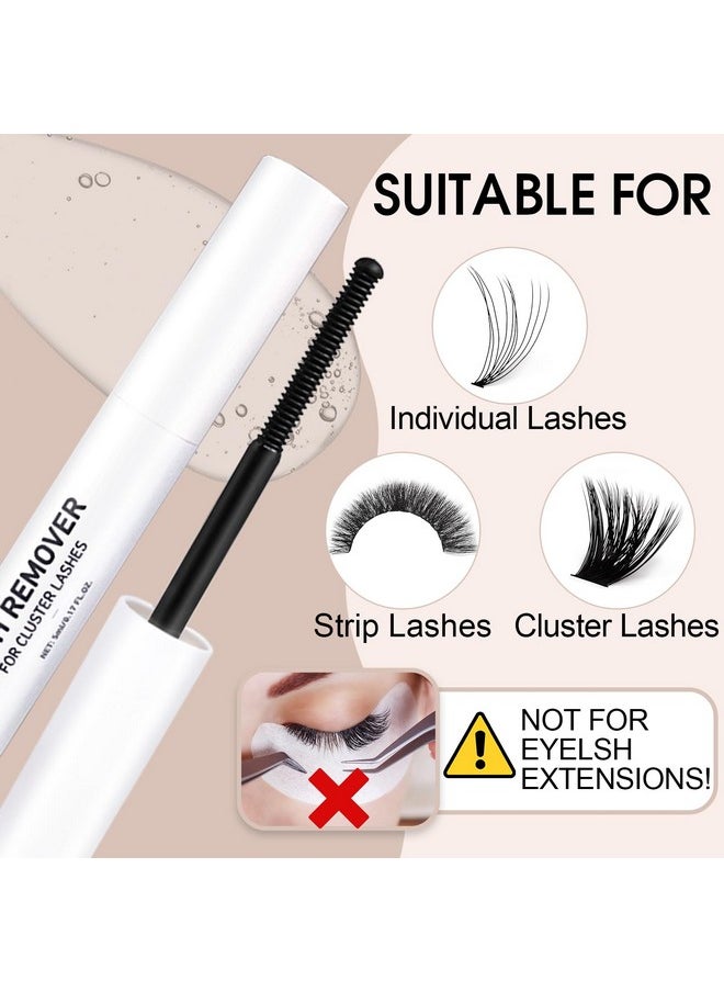 Miuffue Eyelash Glue Remover 5ML Cluster Lash Remover, Lash Remover for Individual Cluster Lashes, Lash Bond, and False Eyelash Wispys, Gentle Non-irritating Mascara Wand Eyelash Extension Remover