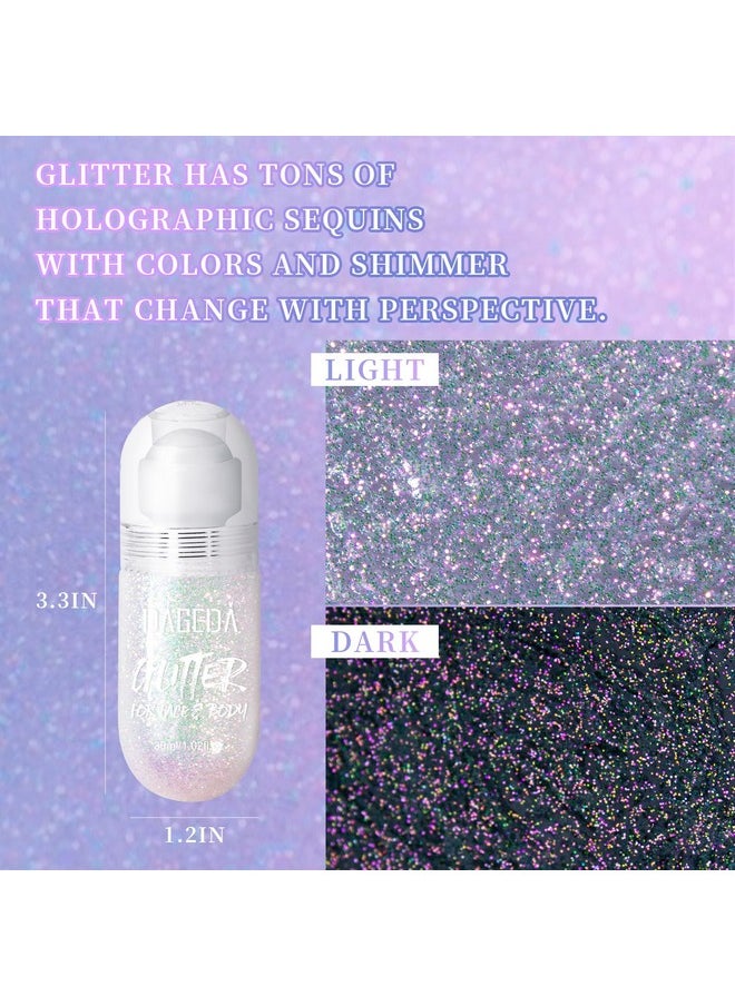 DAGEDA Body Glitter Gel, Roll-on Face Glitter for Mermaid Makeup Festival Rave Accessories, Holographic Hair Glitter Gel,Body Shimmer Halloween Makeup for Rave Party (Sparkling Pink)