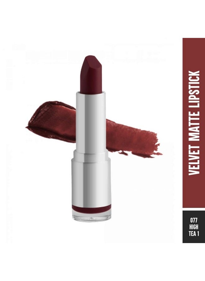Colorbar Velvet Matte Lipstick, High Tea 1, 4.2g | Creamy matte finish | High Pigmented Formula | Lasts upto 5 Hours | Smudgeproof