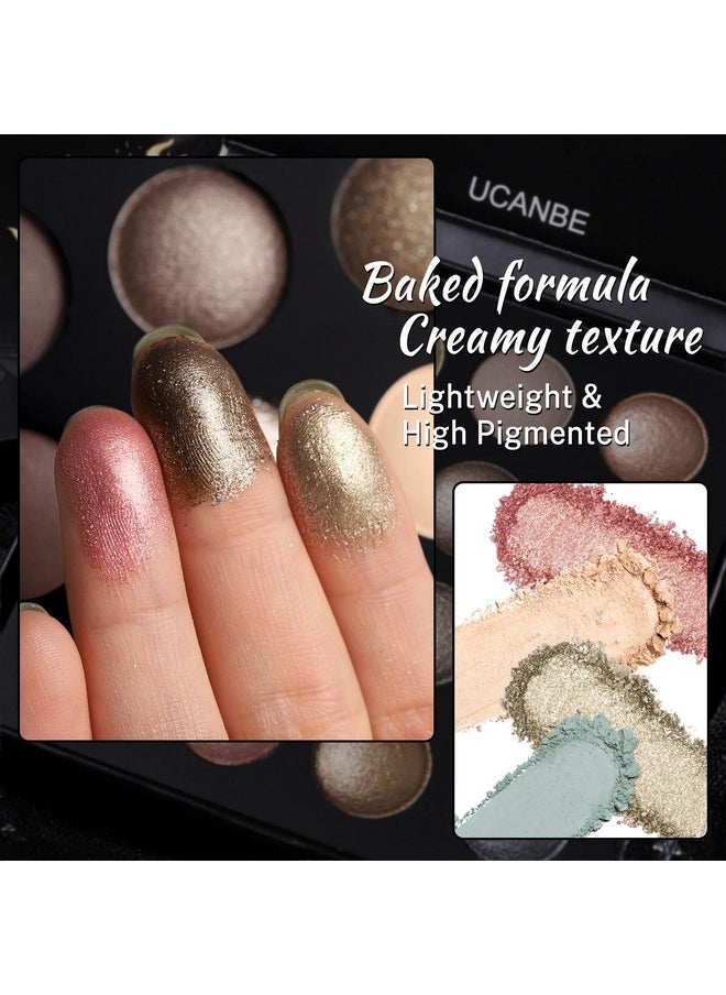 UCANBE Baked Eyeshadow Makeup Palette with Hidden Gems, 16 Colors Nude Eye Shadow with Matte Glitter Metallic Shimmer, Highly Pigmented Long Lasting Make Up Pallet