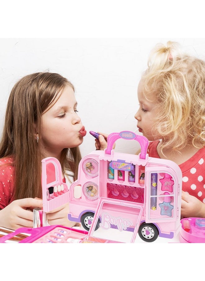 Barbie Car Makeup Kit for Girls, Real Washable Toy Makeup Set, Barbie Gift, Play Makeup and Pretend Play Toys, Perfect for Birthdays, Parties, Sleepovers & Makeovers, Ages 6 and up, by Townley Girl