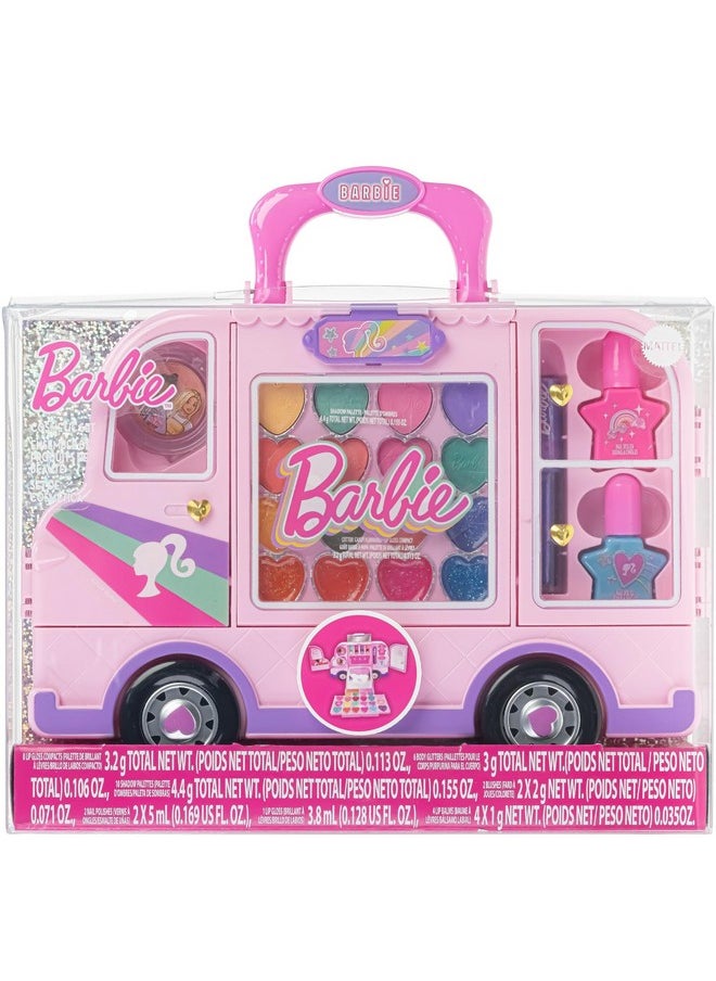 Barbie Car Makeup Kit for Girls, Real Washable Toy Makeup Set, Barbie Gift, Play Makeup and Pretend Play Toys, Perfect for Birthdays, Parties, Sleepovers & Makeovers, Ages 6 and up, by Townley Girl