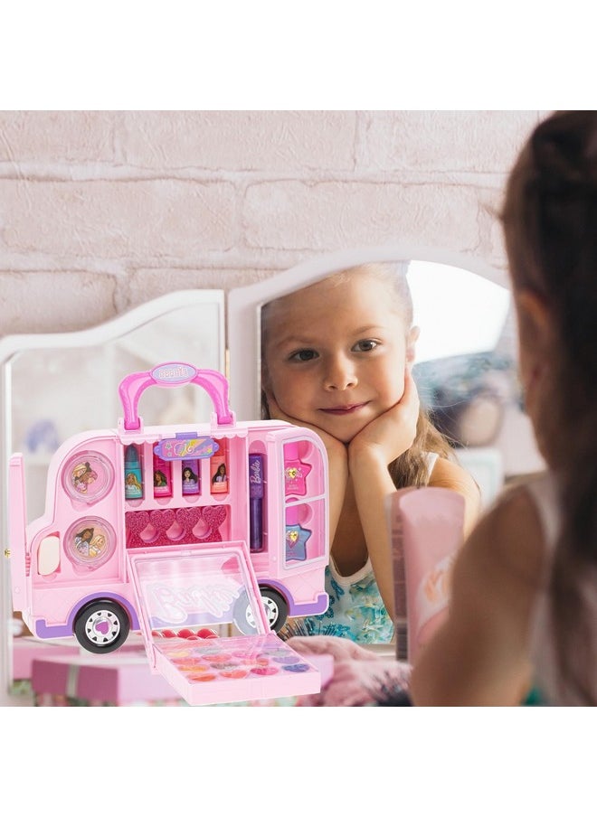 Barbie Car Makeup Kit for Girls, Real Washable Toy Makeup Set, Barbie Gift, Play Makeup and Pretend Play Toys, Perfect for Birthdays, Parties, Sleepovers & Makeovers, Ages 6 and up, by Townley Girl