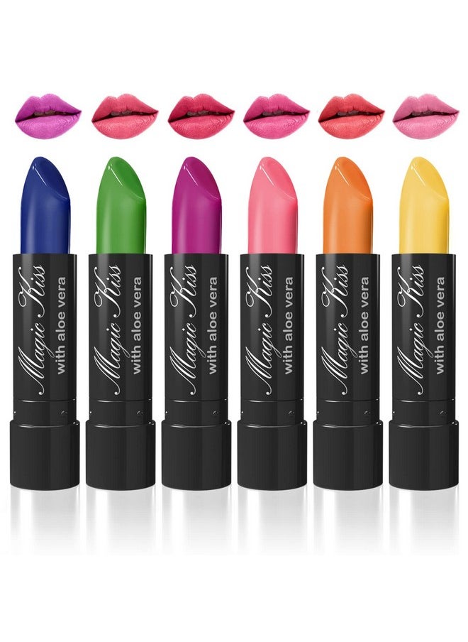 Magic Kiss Color Changing Matte 6 Piece Lipstick Set infused with Aloe Vera Made in USA (Colors of Aloha 1)
