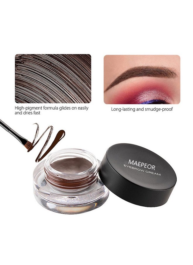 MAEPEOR 12 Colors Eyebrow Pomade Full-pigmented Long Lasting Waterproof Eyebrow Cream Gel Filling & Shaping Tinted Eyebrows Enhancers with Brush for Daily or Cosplay (09 Wine)