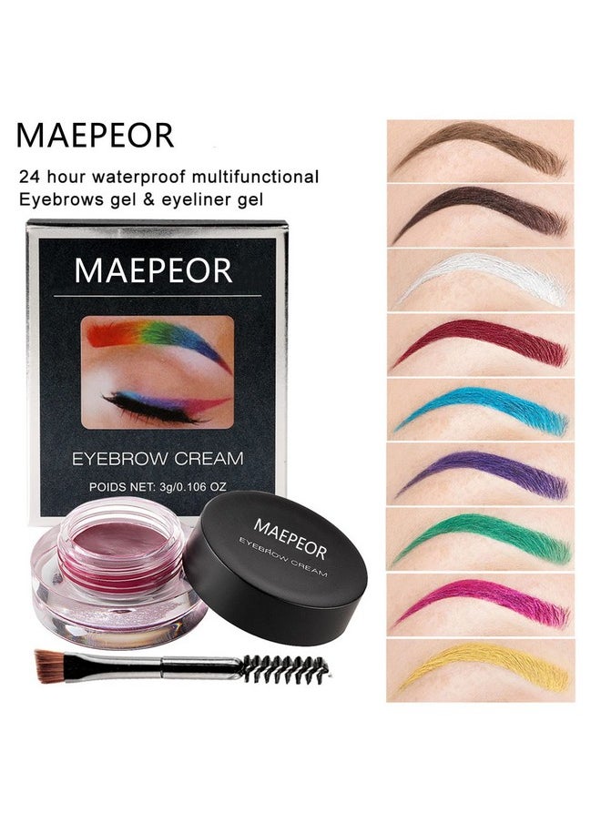 MAEPEOR 12 Colors Eyebrow Pomade Full-pigmented Long Lasting Waterproof Eyebrow Cream Gel Filling & Shaping Tinted Eyebrows Enhancers with Brush for Daily or Cosplay (09 Wine)