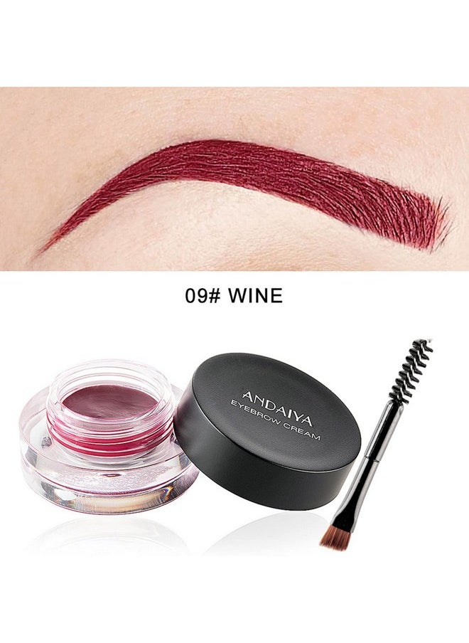 MAEPEOR 12 Colors Eyebrow Pomade Full-pigmented Long Lasting Waterproof Eyebrow Cream Gel Filling & Shaping Tinted Eyebrows Enhancers with Brush for Daily or Cosplay (09 Wine)