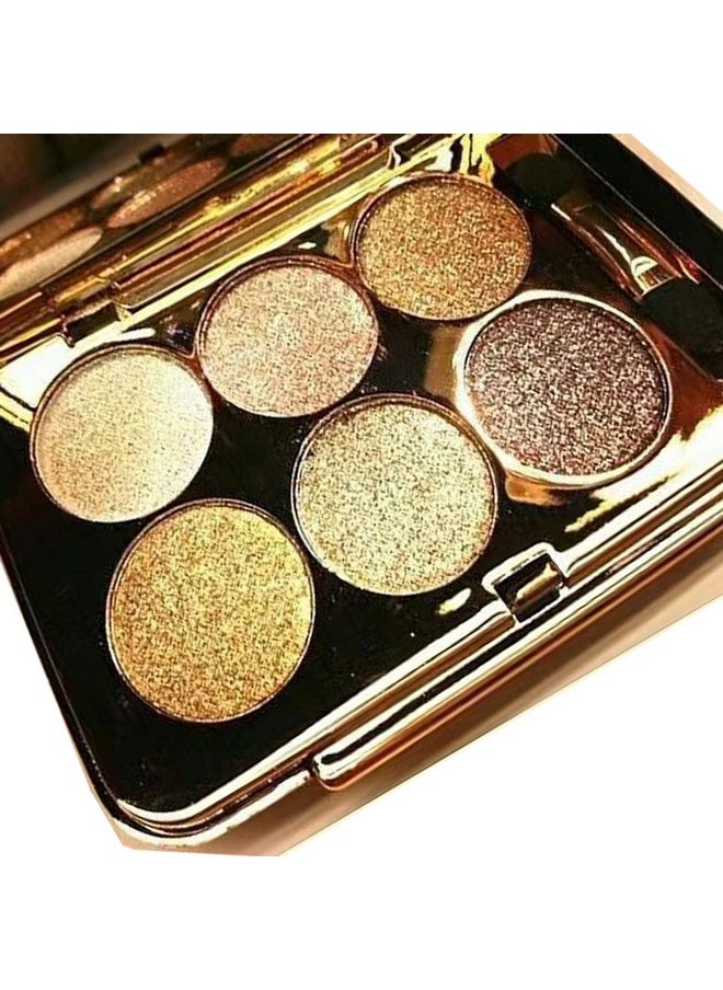 Glitter Eyeshadow Palette Makeup Set,6 Colors Shimmer Eyeshadow Palette Gold Eyeshadow Highly Pigmented Long Lasting Waterproof Sweatproof Professional Nude Eyeshadow Palette Make Up Palettes for