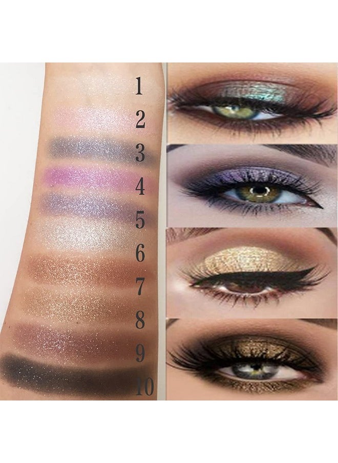 Glitter Eyeshadow Palette Makeup Set,6 Colors Shimmer Eyeshadow Palette Gold Eyeshadow Highly Pigmented Long Lasting Waterproof Sweatproof Professional Nude Eyeshadow Palette Make Up Palettes for