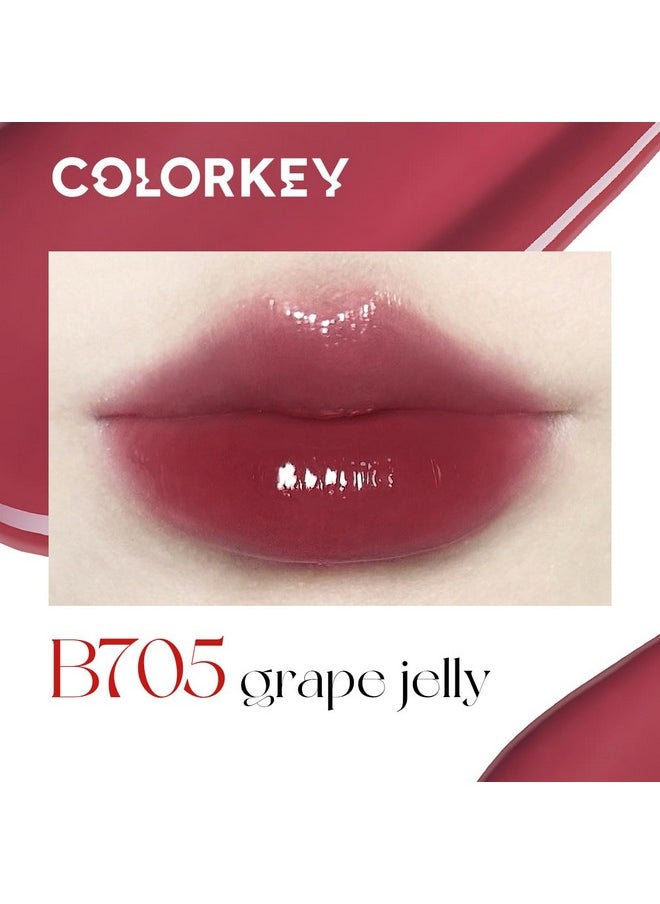 COLORKEY Lip Gloss Mirror Series, Hydrating Lip Gloss with Essential oil, High Shine Glossy Lip Tint, Hydrated & Fuller-looking Lips, Long-Lasting Liquid Lipstick (B705 Grape jelly)