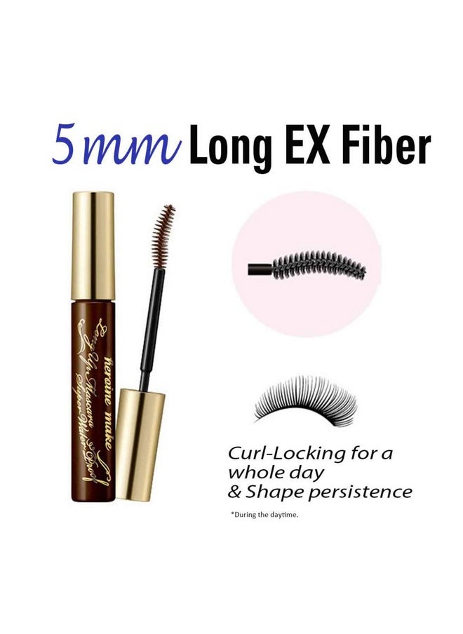 HEROINE MAKE by KISSME Long & Curl Up | Waterproof Mascara Brown, Lengthening & Volume Fiber Tubing Mascara Makeup, WP 02 Brown