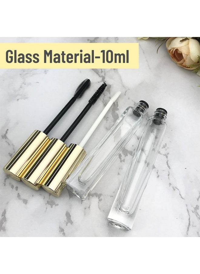 Empty Mascara Tube and Wand Glass, 3PCS 10ml Empty Mascara Tube and Lip Gloss Tubes, Eyelash Spoolies with Tube, Eyelash Growth Packing Tube Container for Home and Travel (A)