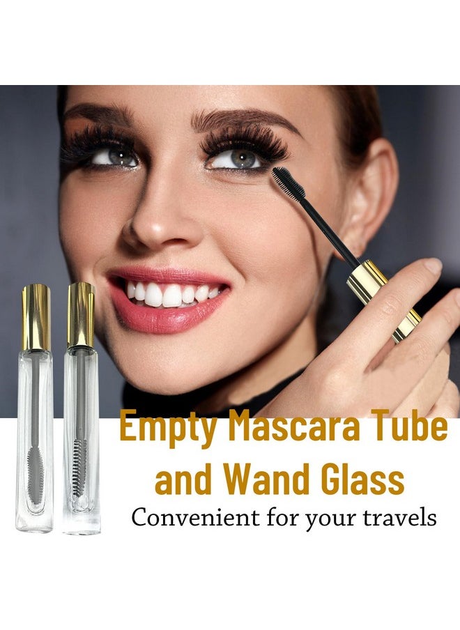 Empty Mascara Tube and Wand Glass, 3PCS 10ml Empty Mascara Tube and Lip Gloss Tubes, Eyelash Spoolies with Tube, Eyelash Growth Packing Tube Container for Home and Travel (A)