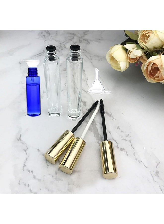 Empty Mascara Tube and Wand Glass, 3PCS 10ml Empty Mascara Tube and Lip Gloss Tubes, Eyelash Spoolies with Tube, Eyelash Growth Packing Tube Container for Home and Travel (A)
