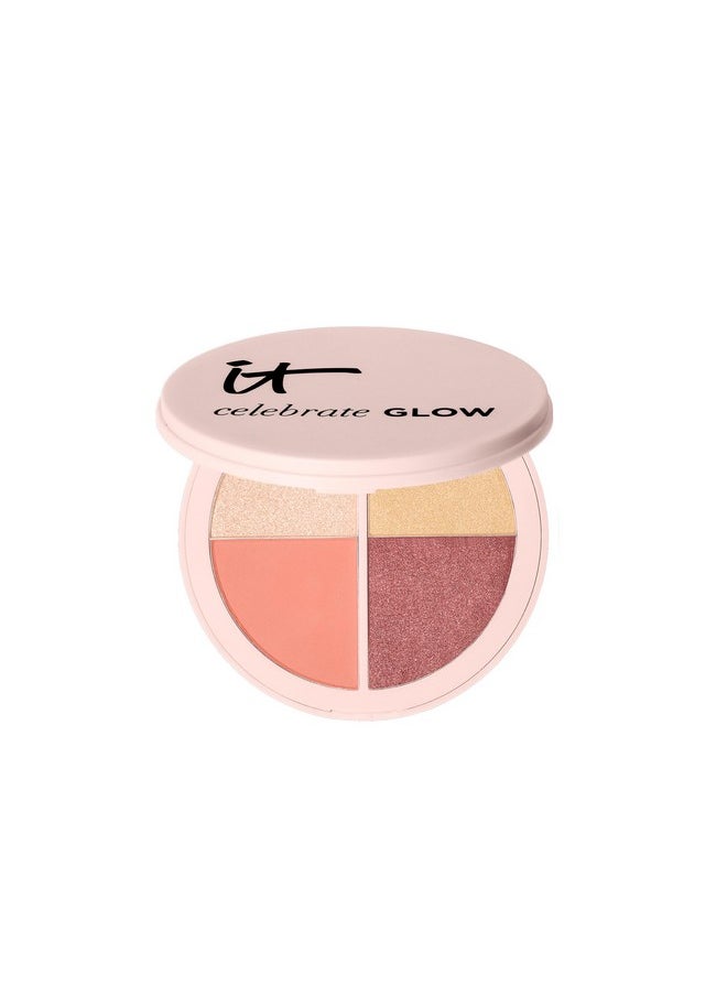 IT Cosmetics Celebrate Glow Face & Eye Makeup Palette - Multitasking Blush, Highlight & Eyeshadow Palette in Matte, Pearl & Shimmer Shades