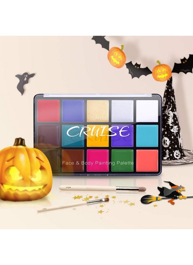 UCANBE Face Body Paint Oil, Professional 15 Colors FX Makeup Palette- Non Toxic Hypoallergenic Safe Facepaint for Halloween, Cosplay Costumes, Parties and Festivals