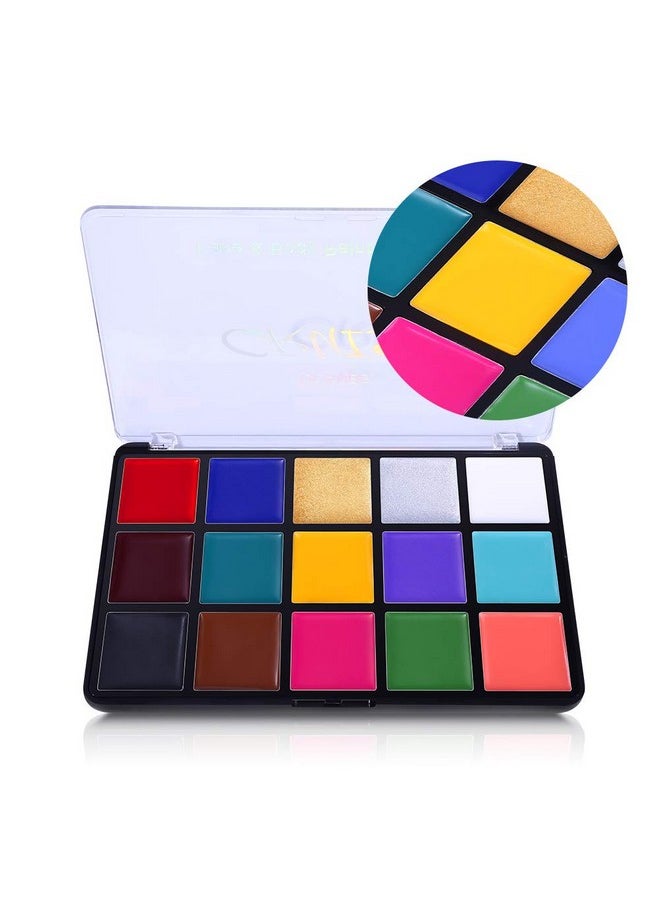 UCANBE Face Body Paint Oil, Professional 15 Colors FX Makeup Palette- Non Toxic Hypoallergenic Safe Facepaint for Halloween, Cosplay Costumes, Parties and Festivals