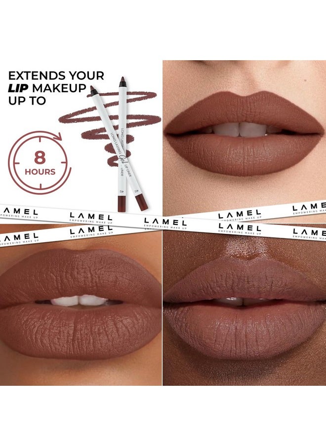 Lamel Matte Gel Lip Liner Pencil | Weightless & CreamyTexture - Sharpenable - Longwear & Waterproof - High Pigmented & Flawless Finish - Cruelty-free & Paraben-Free - 414, 1,7g/0.05oz. (Intense Brown)