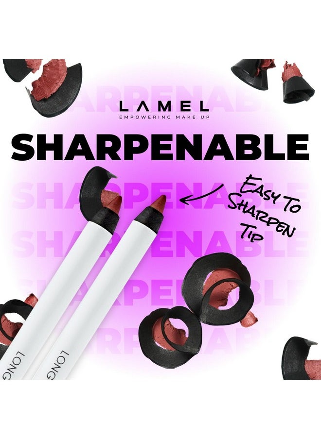 Lamel Matte Gel Lip Liner Pencil | Weightless & CreamyTexture - Sharpenable - Longwear & Waterproof - High Pigmented & Flawless Finish - Cruelty-free & Paraben-Free - 414, 1,7g/0.05oz. (Intense Brown)