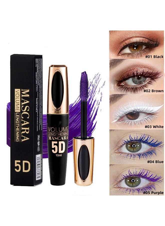 MAEPEOR 5D Silk Fiber Mascara Fuller & Voluminous Colored Mascara Natural Waterproof Smudge-proof Mascara (02 Brown)