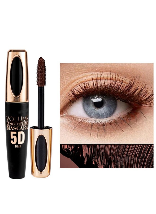 MAEPEOR 5D Silk Fiber Mascara Fuller & Voluminous Colored Mascara Natural Waterproof Smudge-proof Mascara (02 Brown)