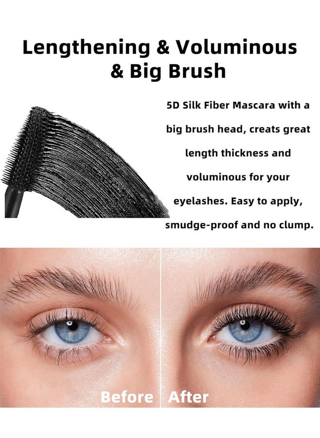 MAEPEOR 5D Silk Fiber Mascara Fuller & Voluminous Colored Mascara Natural Waterproof Smudge-proof Mascara (02 Brown)