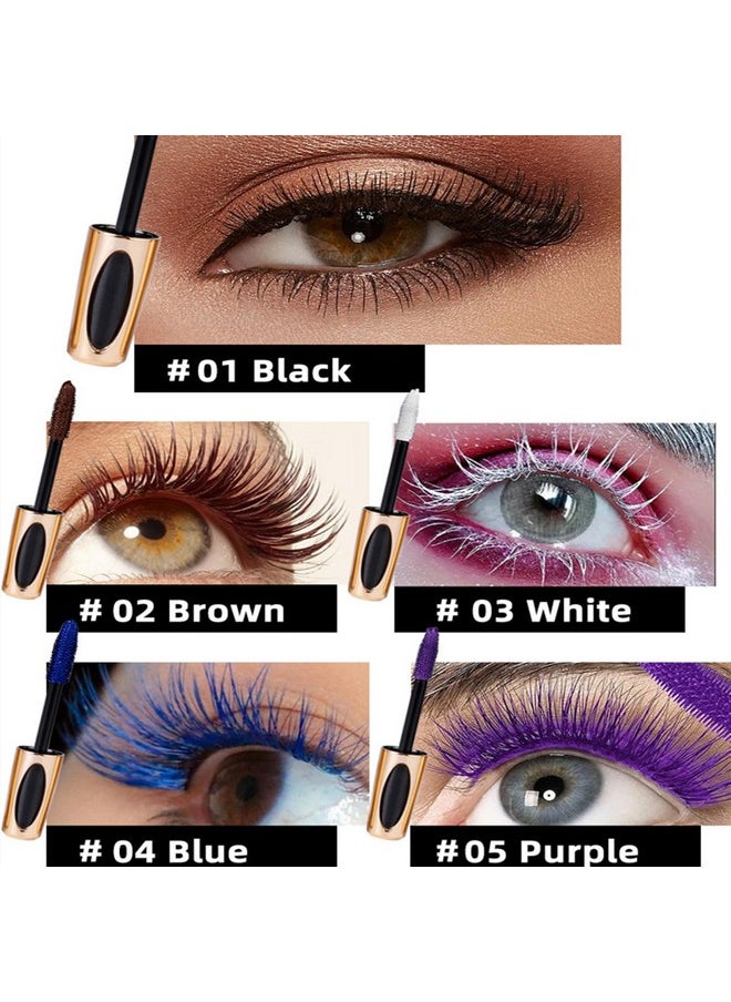 MAEPEOR 5D Silk Fiber Mascara Fuller & Voluminous Colored Mascara Natural Waterproof Smudge-proof Mascara (02 Brown)