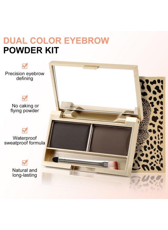 Boobeen Eyebrow Powder Kit, 2-color Waterproof Eyebrow Palette Makeup to Definer & Filler Brows, Eyebrow Color Powder Shape Natural Looking Brow - with Mirror Brush