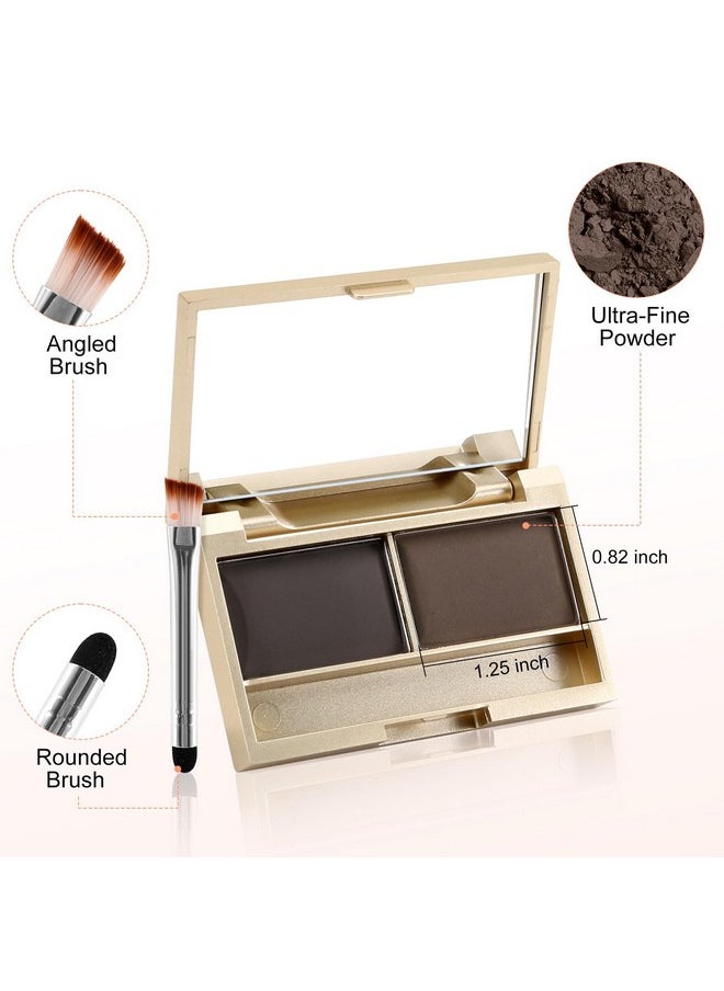 Boobeen Eyebrow Powder Kit, 2-color Waterproof Eyebrow Palette Makeup to Definer & Filler Brows, Eyebrow Color Powder Shape Natural Looking Brow - with Mirror Brush