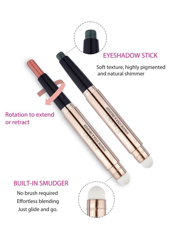 Enfuntins Shimmer Cream Eyeshadow Stick, Eye Brightener Stick Glitter Eyeshadow Crayon Pencil with Soft Smudger, Long Lasting Waterproof Highlighter Eye Shadow Makeup (11 Light Green Shimmer)