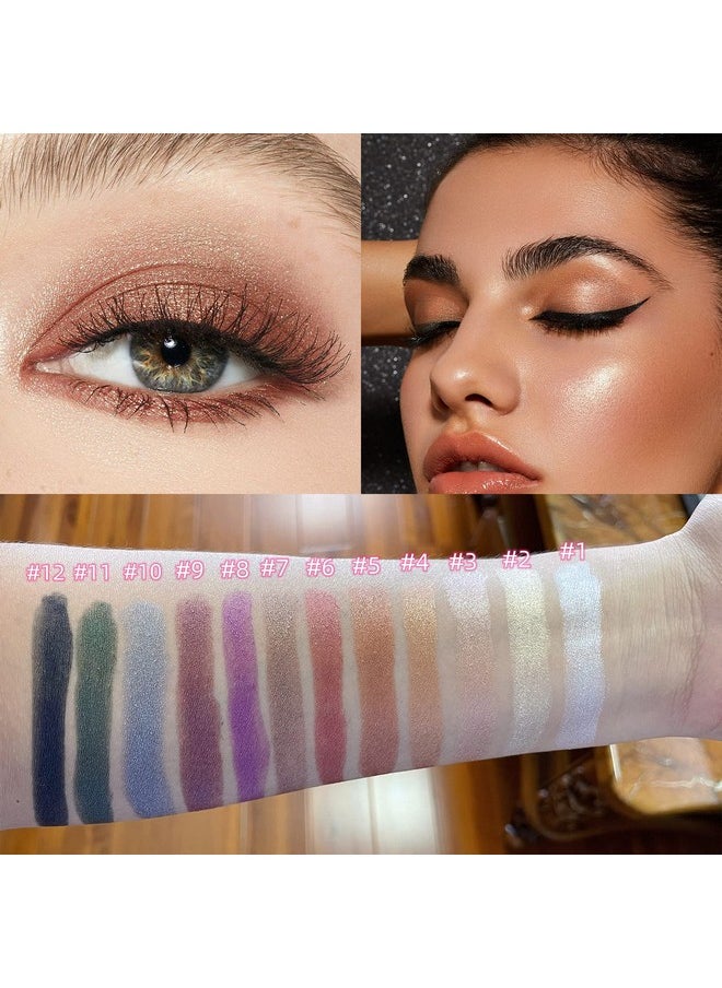 Enfuntins Shimmer Cream Eyeshadow Stick, Eye Brightener Stick Glitter Eyeshadow Crayon Pencil with Soft Smudger, Long Lasting Waterproof Highlighter Eye Shadow Makeup (11 Light Green Shimmer)
