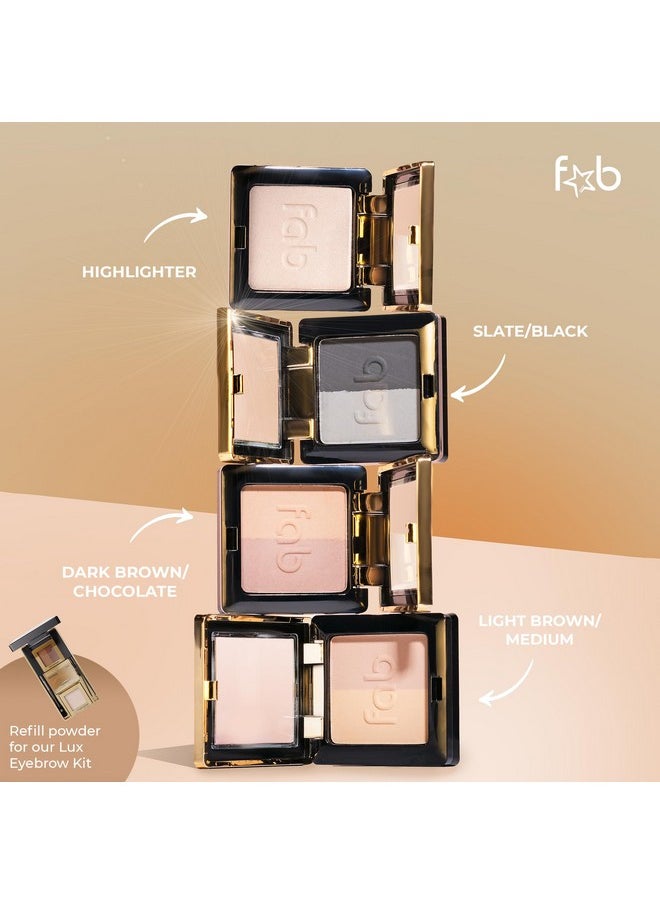 Lux Eyebrow Kit Refill Powder - Soft and Natural Eyebrow Definition for Light Brown/Medium Brows On-The-Go