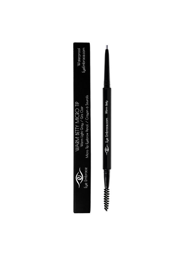 Eye Embrace Warm Betty Micro Tip Pen: Light Gray Ultra-Fine Micro Eyebrow Pencil - Waterproof, Double-Ended Automatic Micro-Tip & Spoolie Brush, Cruelty-Free (Warm Betty)